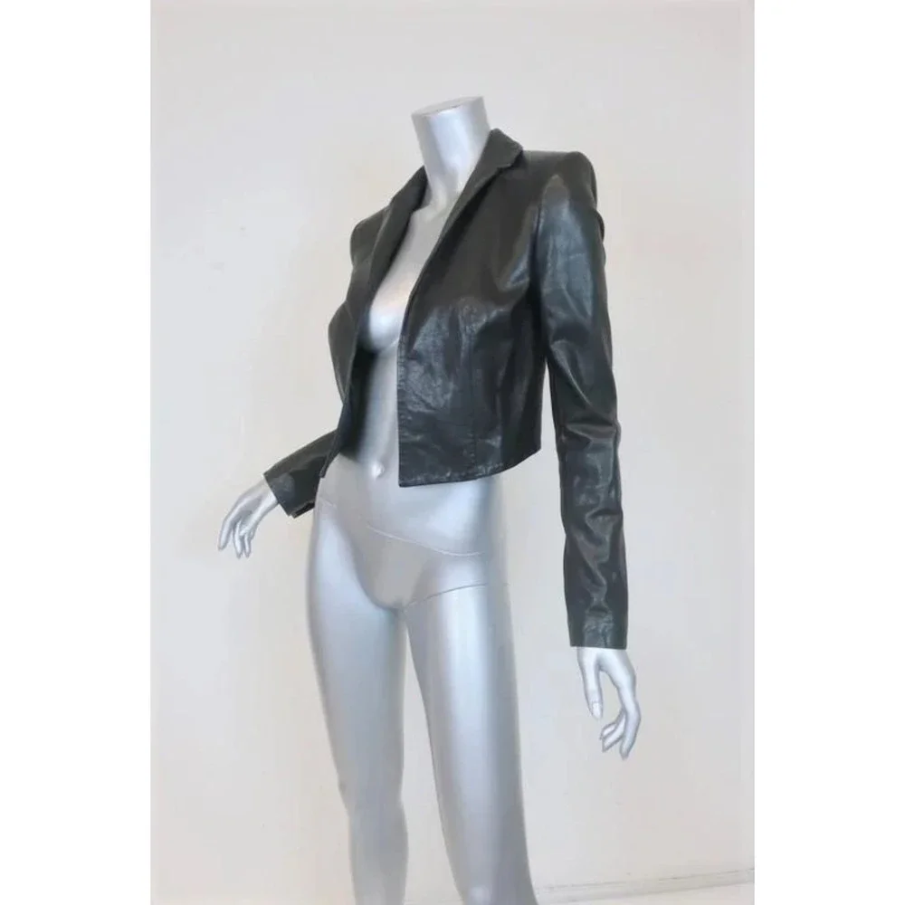 Rachel Zoe Bobby Leather Bolero Jacket Black Size 2 Open Front - Picture 3 of 6